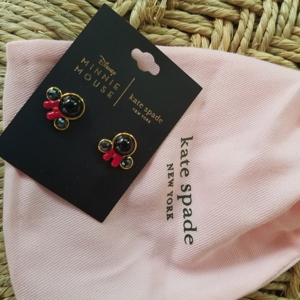 Kate Spade Minnie Mouse Earrings Studs Black Red - Picture 4 of 7